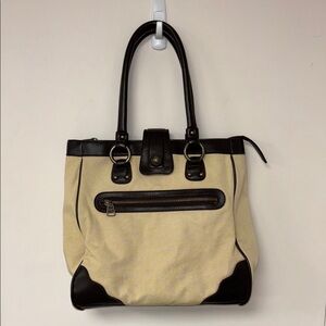 GAP Black and Cream Canvas and Leather Tote Bag